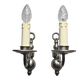 2 Wall Sconces Candle Holders Antique Style - Satin Nickel Metal - E14 Socket