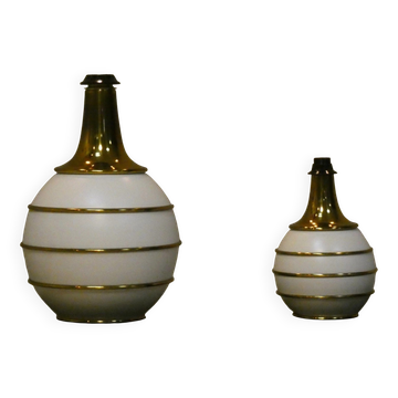 Hollywood Regency table lamps with brass details by Tommaso Barbi, Italy, 1970s, set of 2.