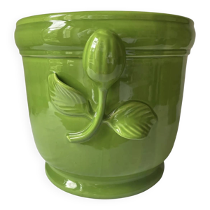 Cache-pot vernissé vert