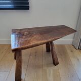 Banc ou table d'appoint en bois massif de tronc d'arbre, style brutaliste, 1960