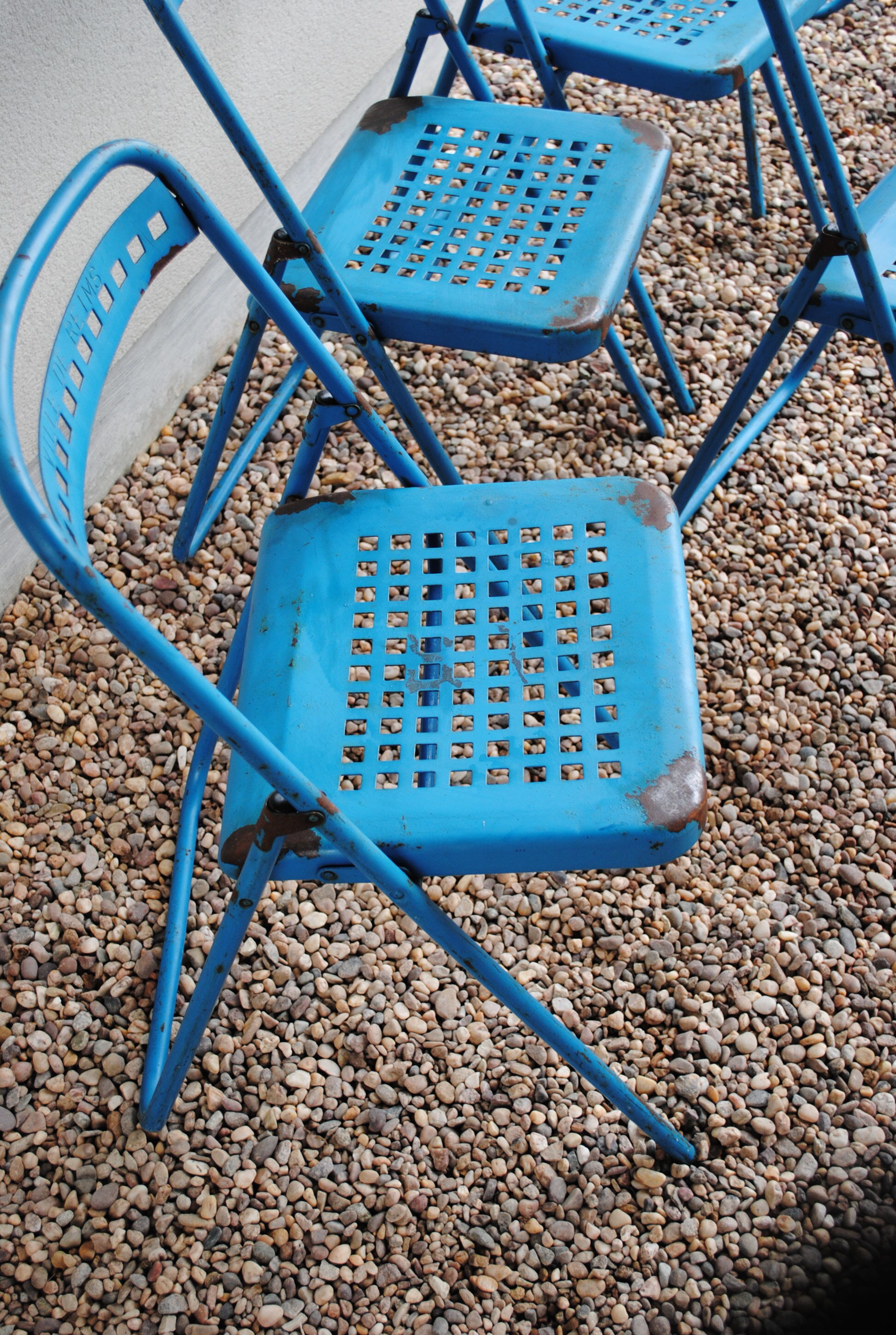 Lot of 5 Souvignet 1960 metal folding chairs