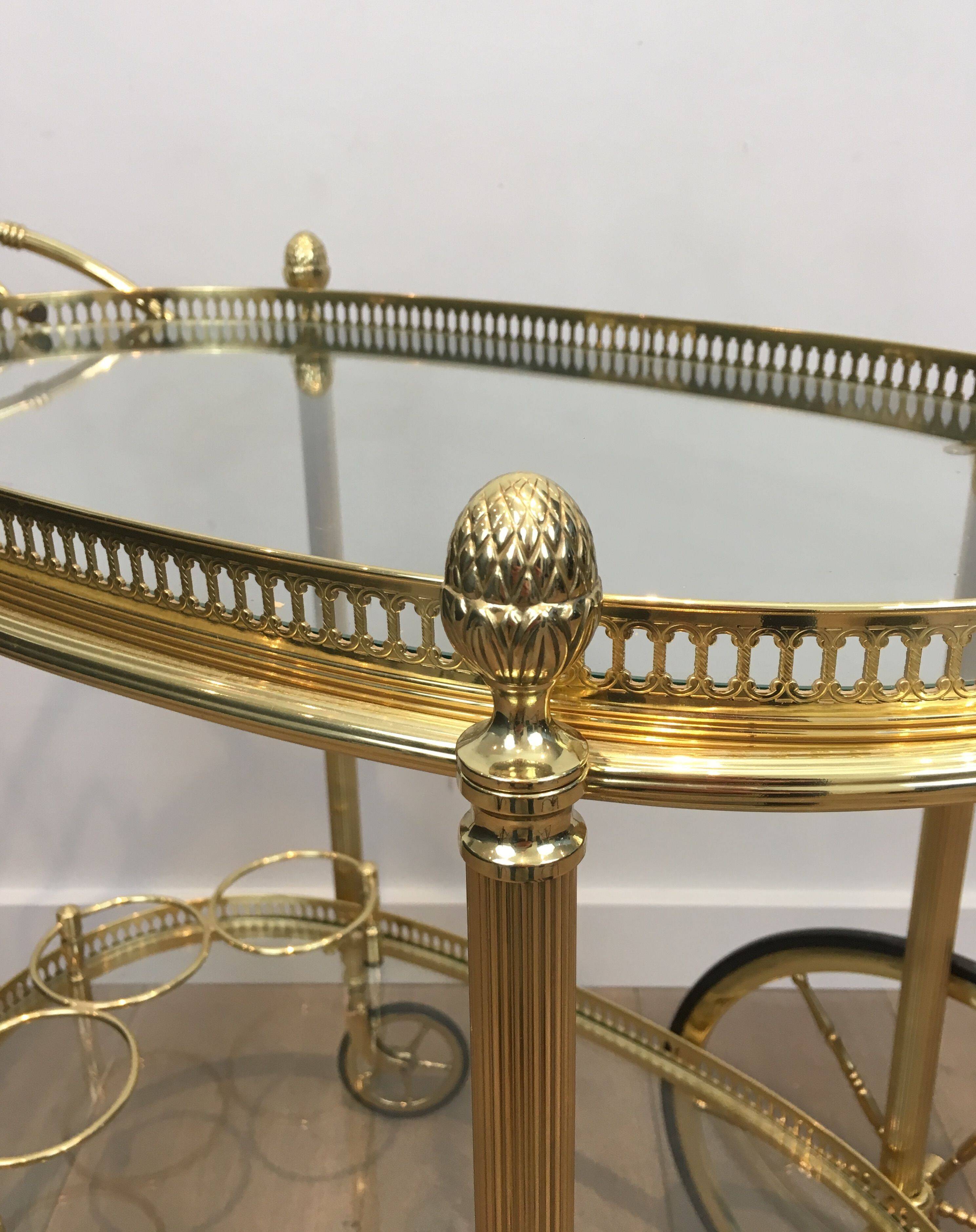 Oval Brass Rolling Table from Maison Baguès