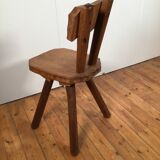 solid oak brutalist organically shaped chair