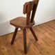 solid oak brutalist organically shaped chair
