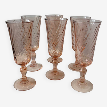 Series of 6 Rosaline champagne flutes