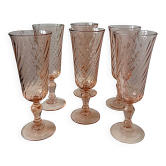 Series of 6 Rosaline champagne flutes