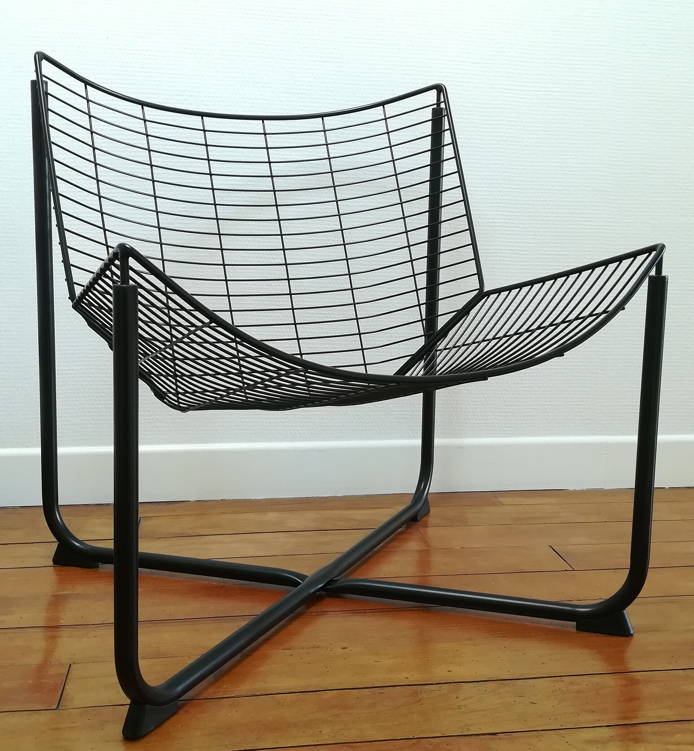 Black metal armchair design by Niels Gammelgard, new edition Ikea