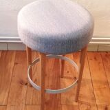 Vintage stool blue fabric
