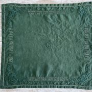 Set of 8 monogrammed fir green towels EH - 65x61cm - linen