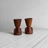 Paire de coquetiers en bois