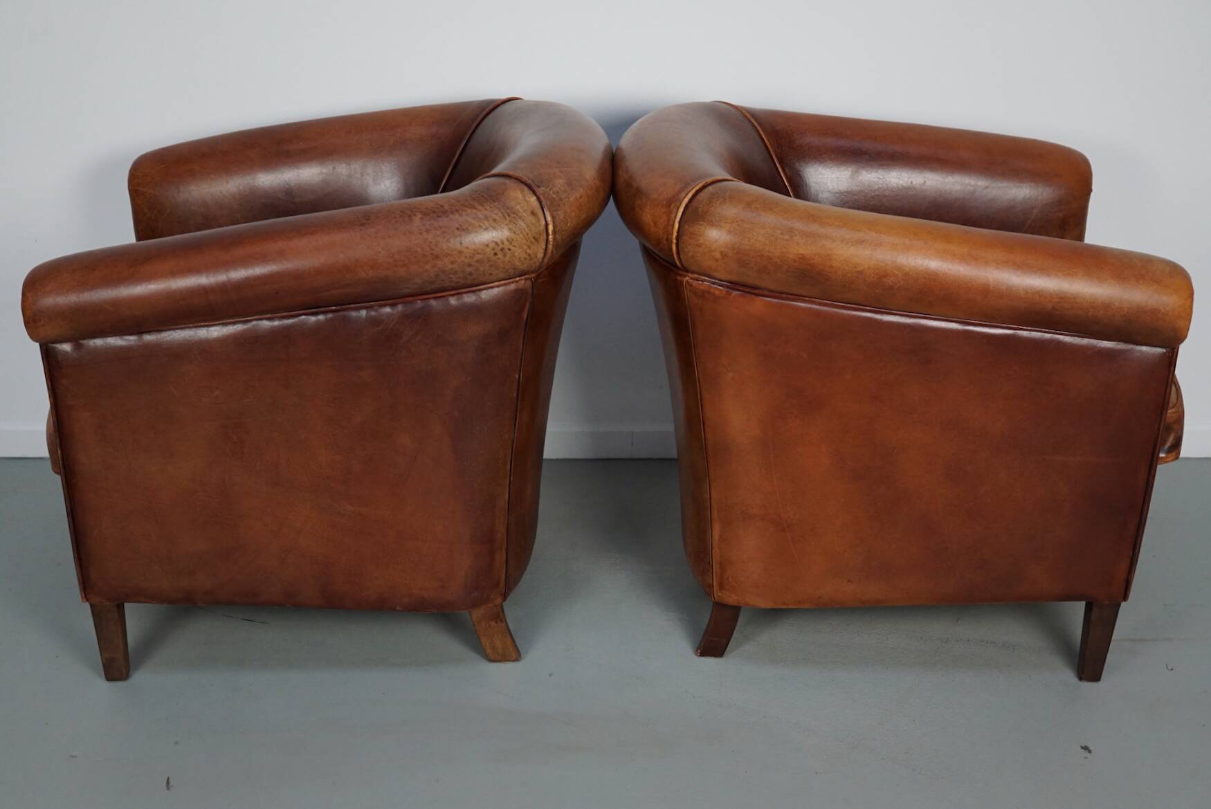 Vintage Dutch cognac coloured leather club chair, set of 2