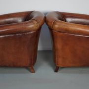 Vintage Dutch cognac coloured leather club chair, set of 2