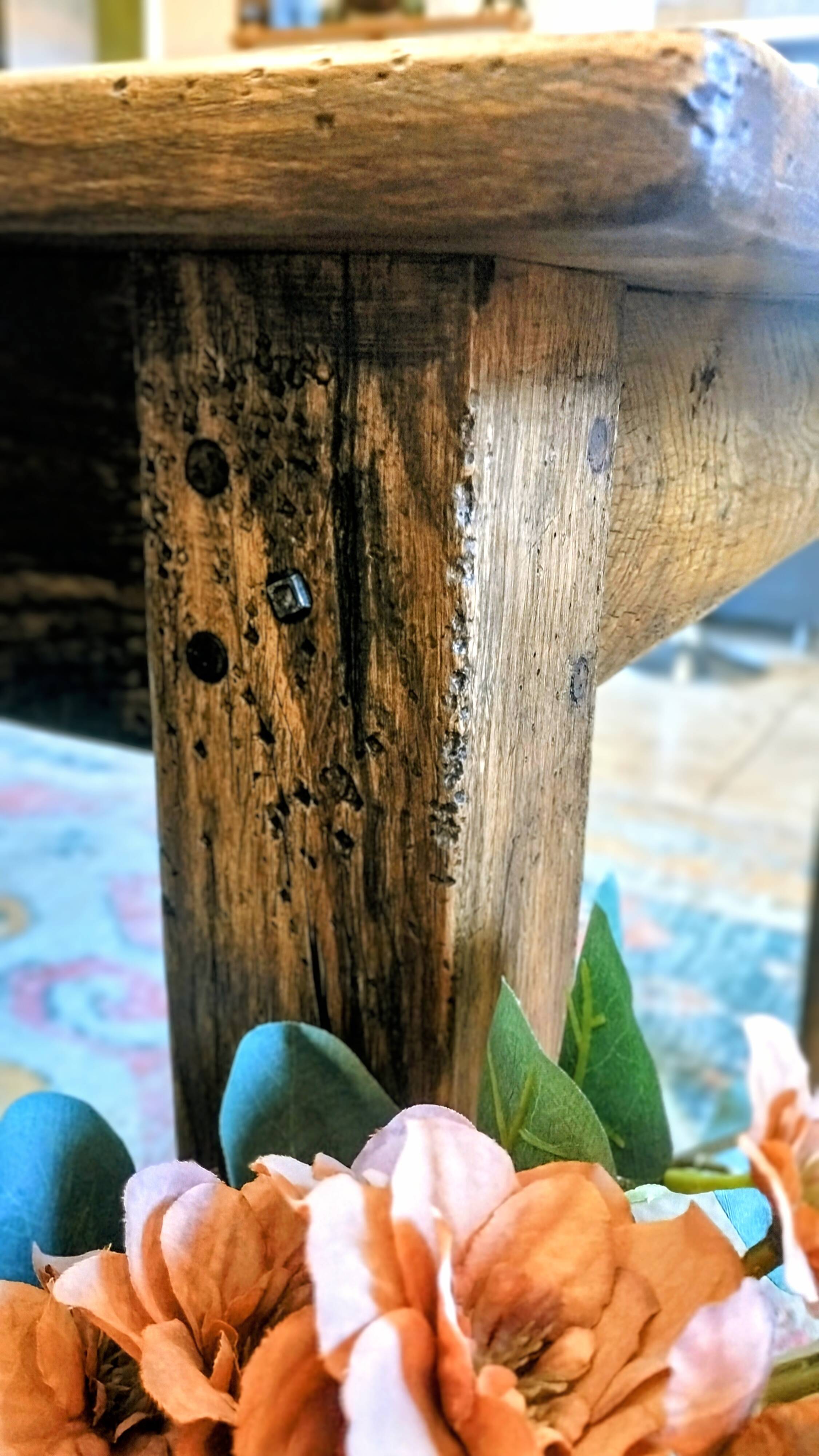 Large solid oak farmhouse table with two drawers 260 cm x 100 cm