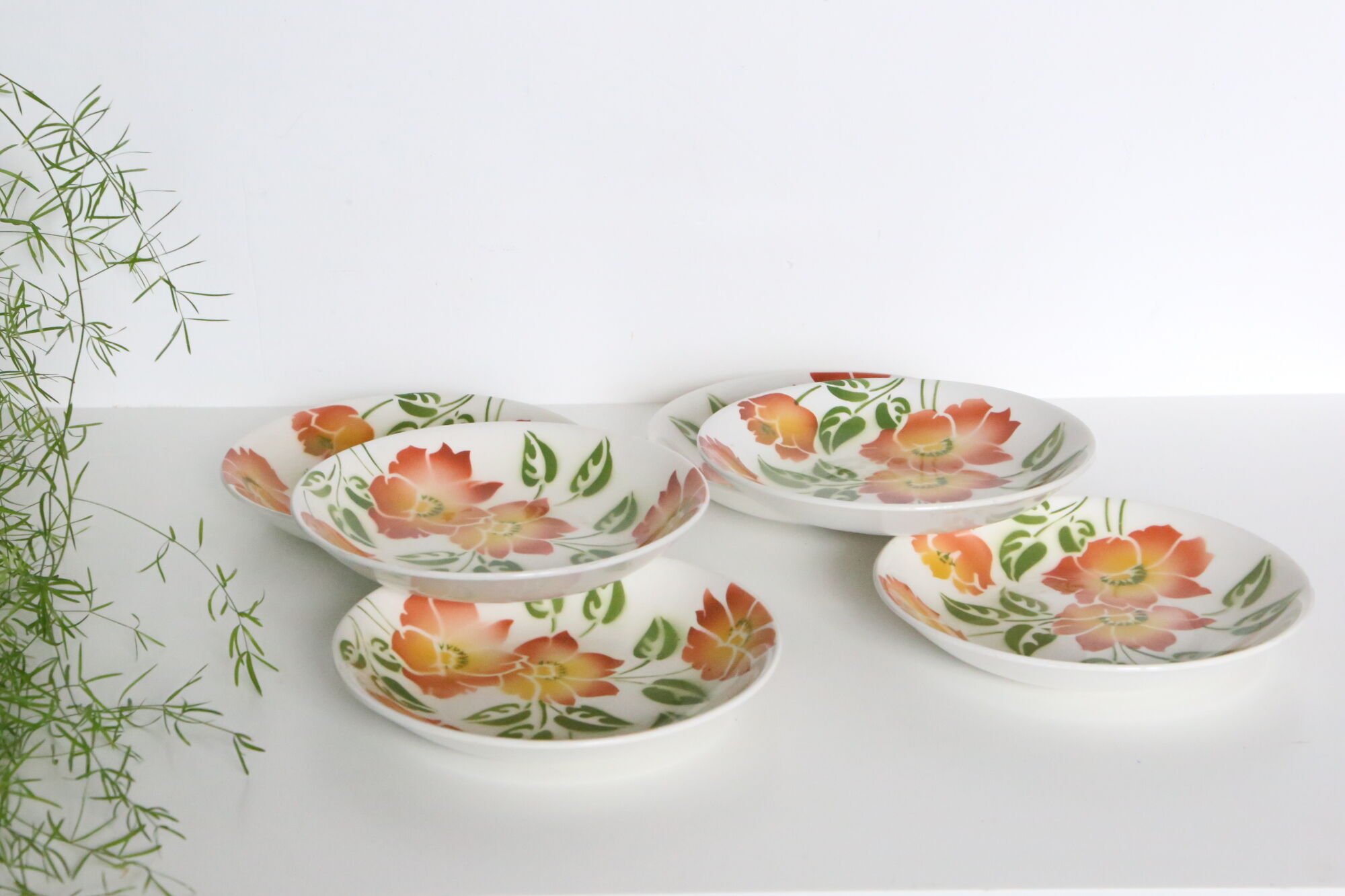 Set of 6 hollow plates Moulin des Wolves, Ontario motif