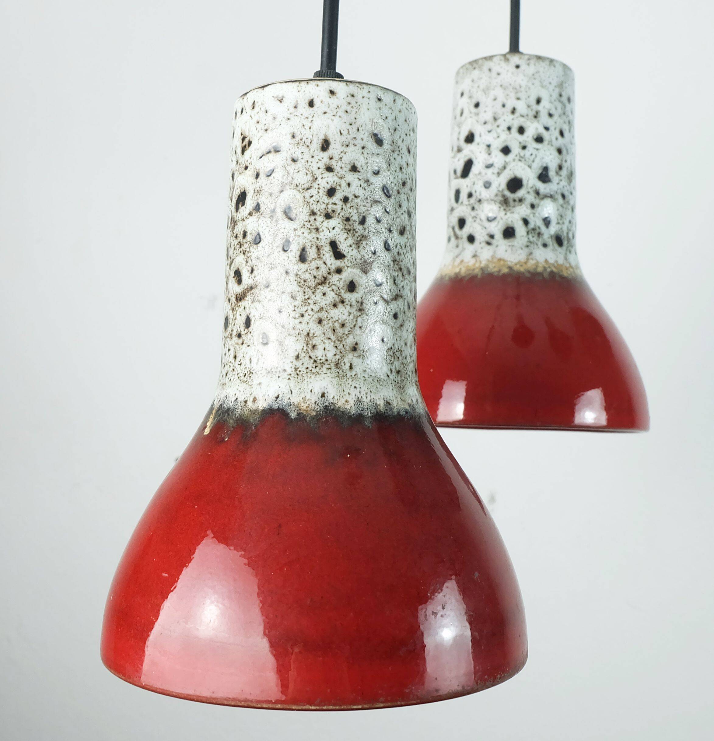 1970s mid century pendant light 5-light cascading lamp with fat lava cerami