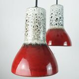 1970s mid century pendant light 5-light cascading lamp with fat lava cerami