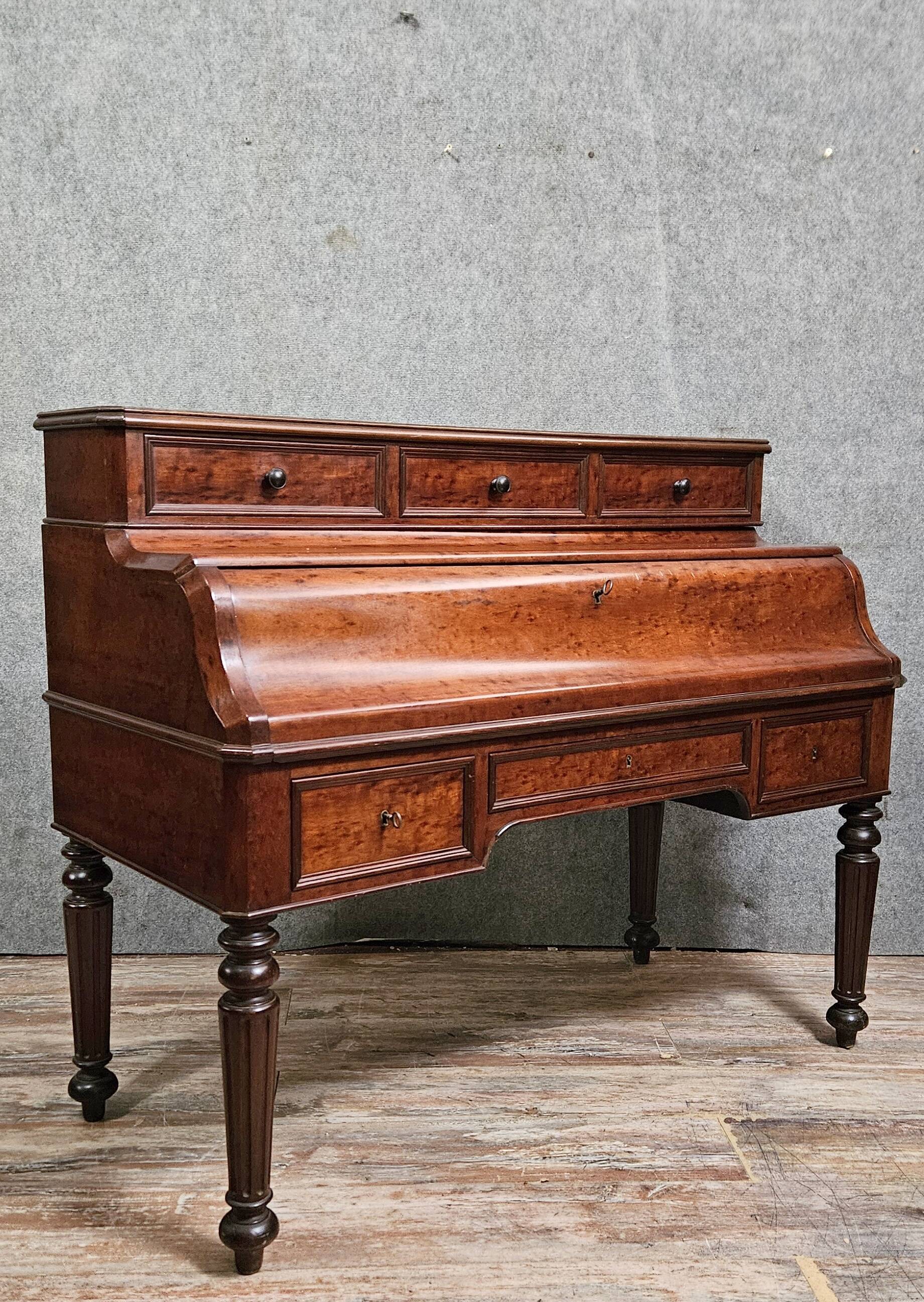 Bureau ancien à cylindre – époque Louis-Philippe / XIXe siècle