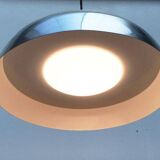 German pendant lamp in aluminium and glass from the Mid-Century space by Doria, 1960s.