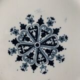 Lot of 12 old flat plates and 2 dishes, Terre de fer Henri II Salins