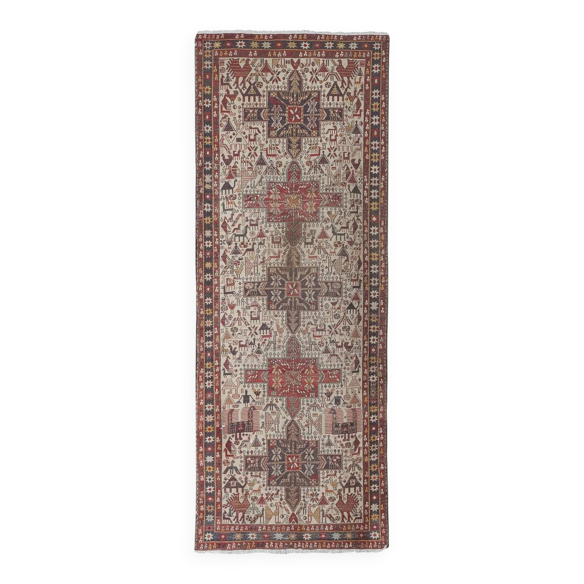 Vintage Turkish hallway rug 108x278 cm
