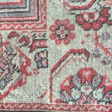 Vintage brown Kilim prayer rug in wool, Turkish mihrab pattern from the 1930s.