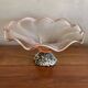 Pink blown glass cup on foot grape decoration