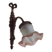 French Bronze Empire Style Ribbon & Bows Wall Light Frilled Glass Shade 5140