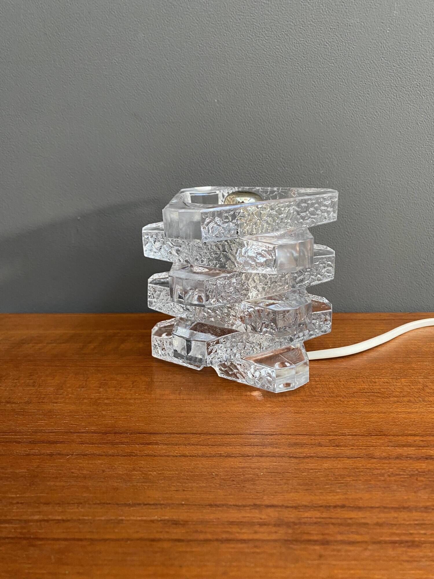 Glass table lamp by Peill & Putzler 1960s Ice cube series