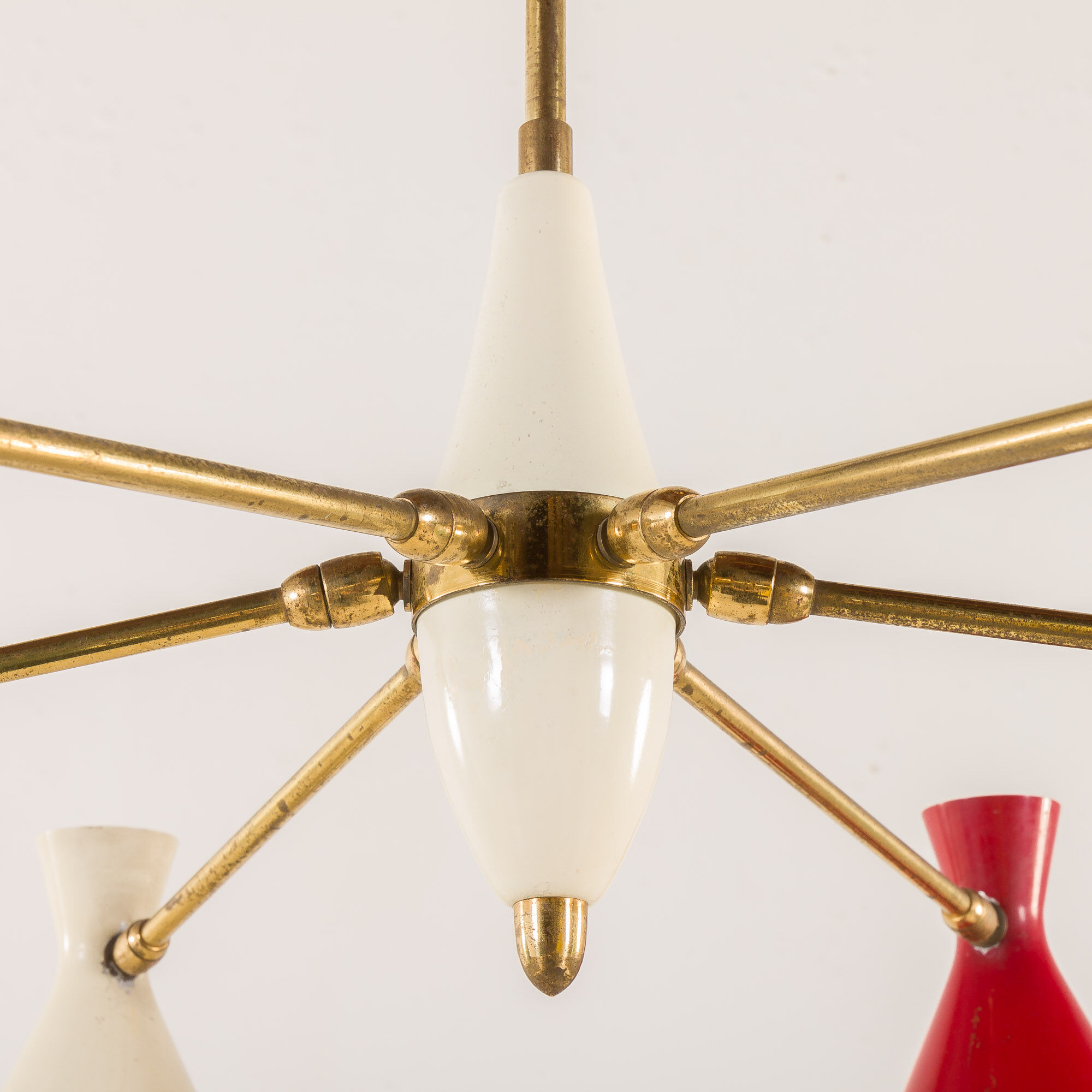 Italian mid-century colourful chandelier attributed to Arredoluce, 1950s