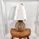 Rattan and herbarium ball lamp