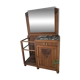 Art Deco wooden furniture with a swivelling mirror and marble top.