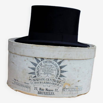 Vieux chapeau buse antique Londres Scotty avec boite Bruxelles
