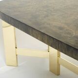Brutalist Belgian dining table in resin and brass from around 1970.