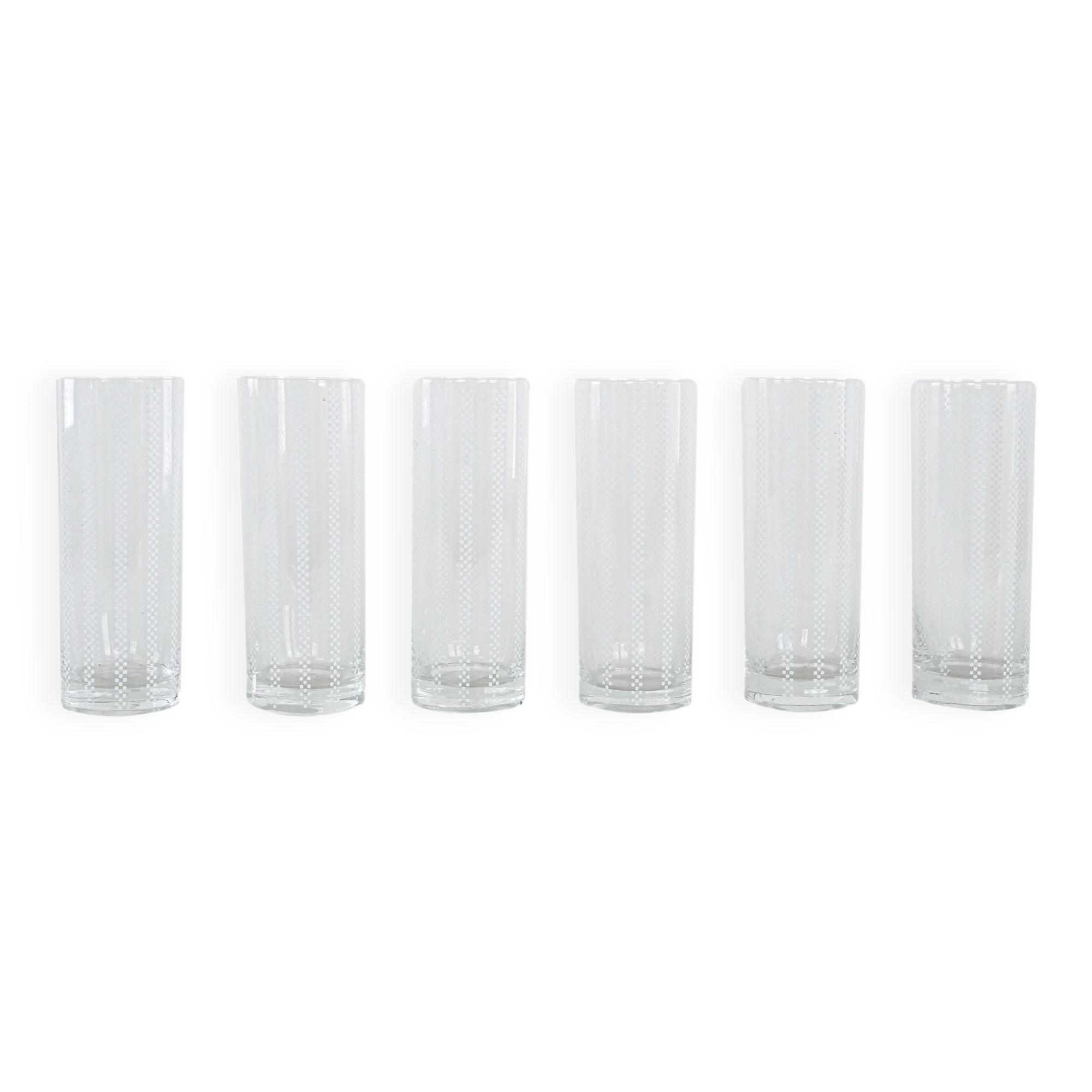 Set of six glasses, Op Art, 1960s, made in Italy