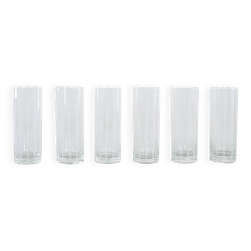 Set of six glasses, Op Art, 1960s, made in Italy