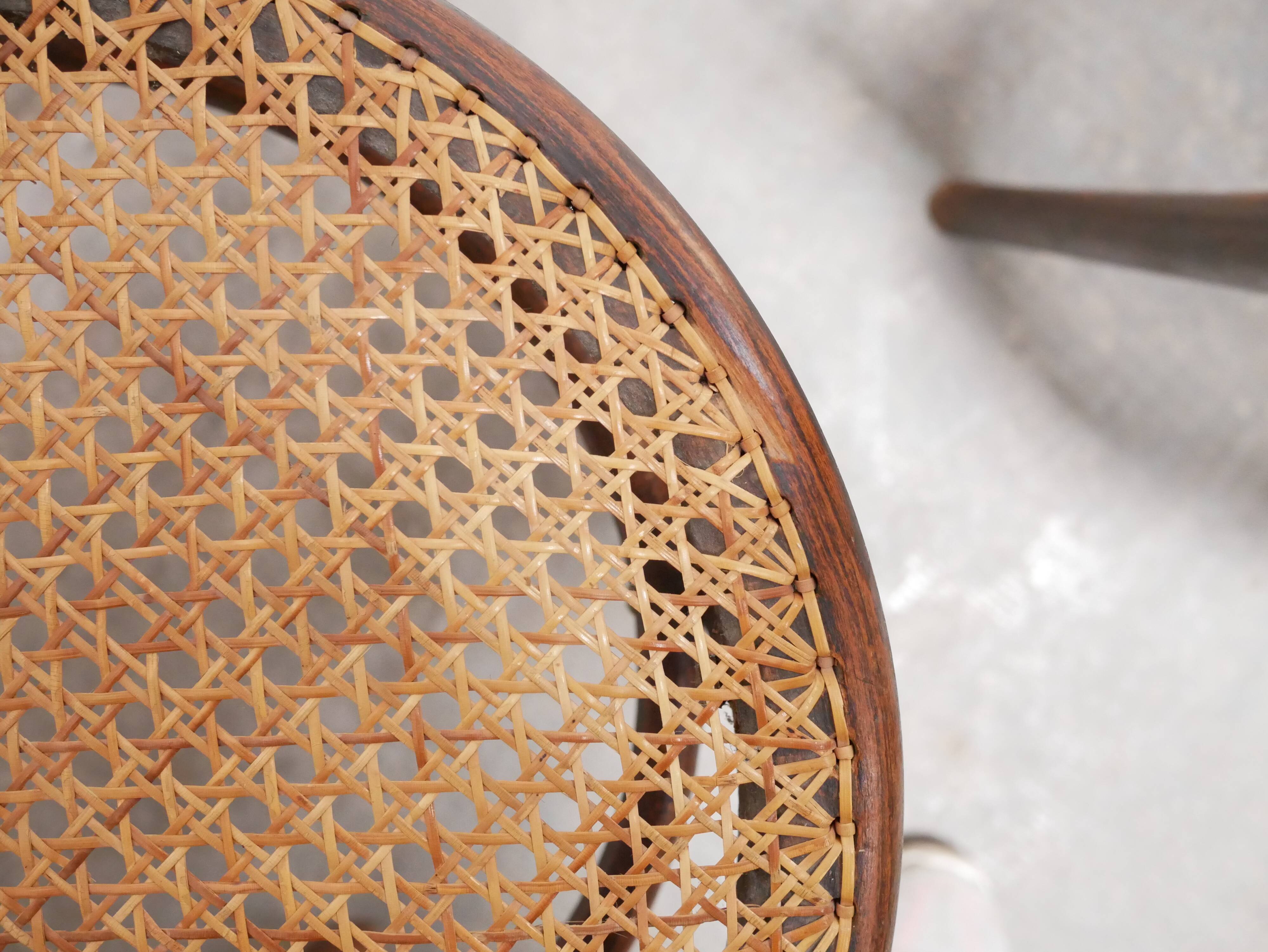 Old wooden cane bistro chair by Fischel editions