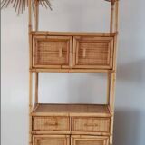 Rattan stand shelf and canning 50s