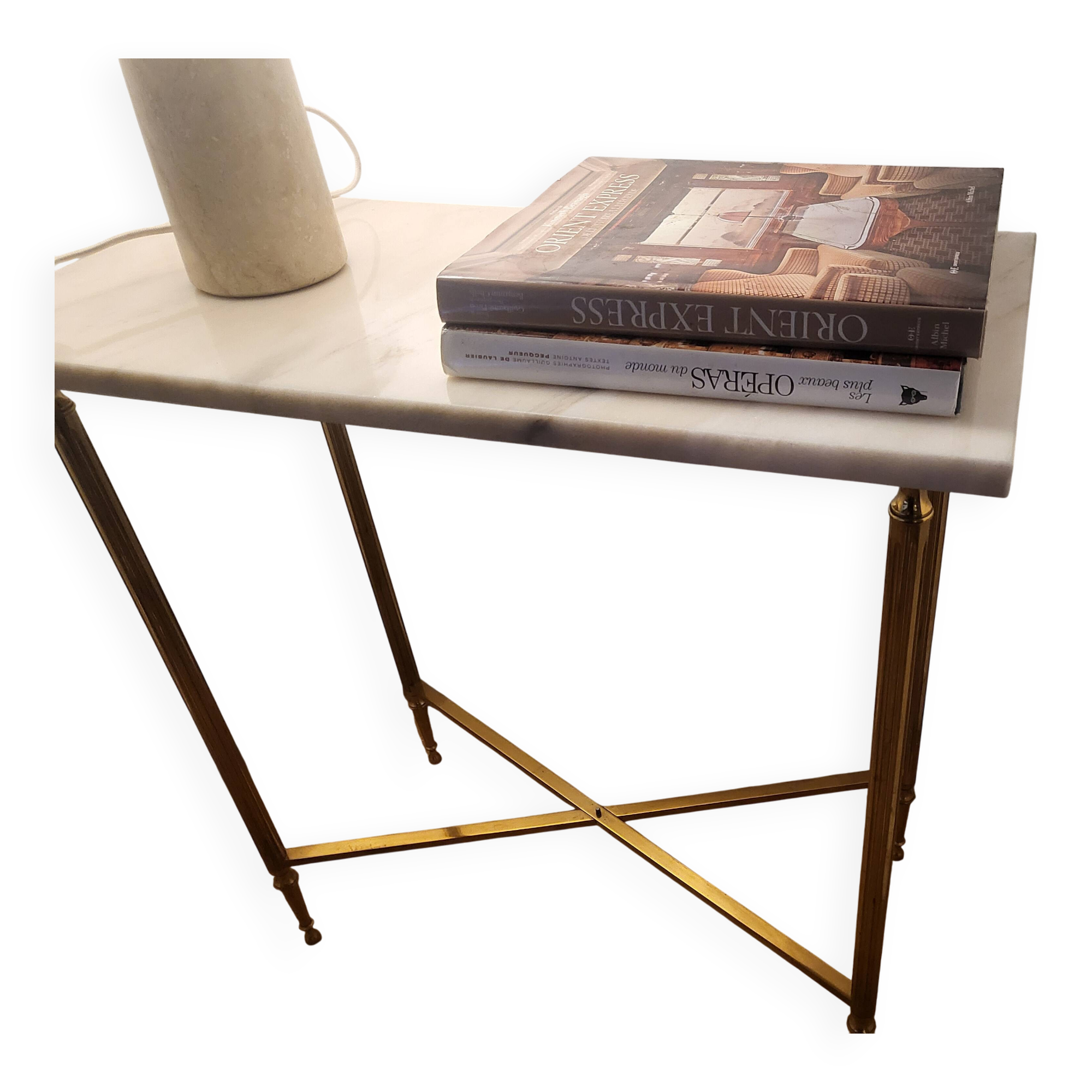 Regency Hotel console in Carrara marble with gilt brass