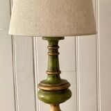 Vintage lamp in turned wood chic gold