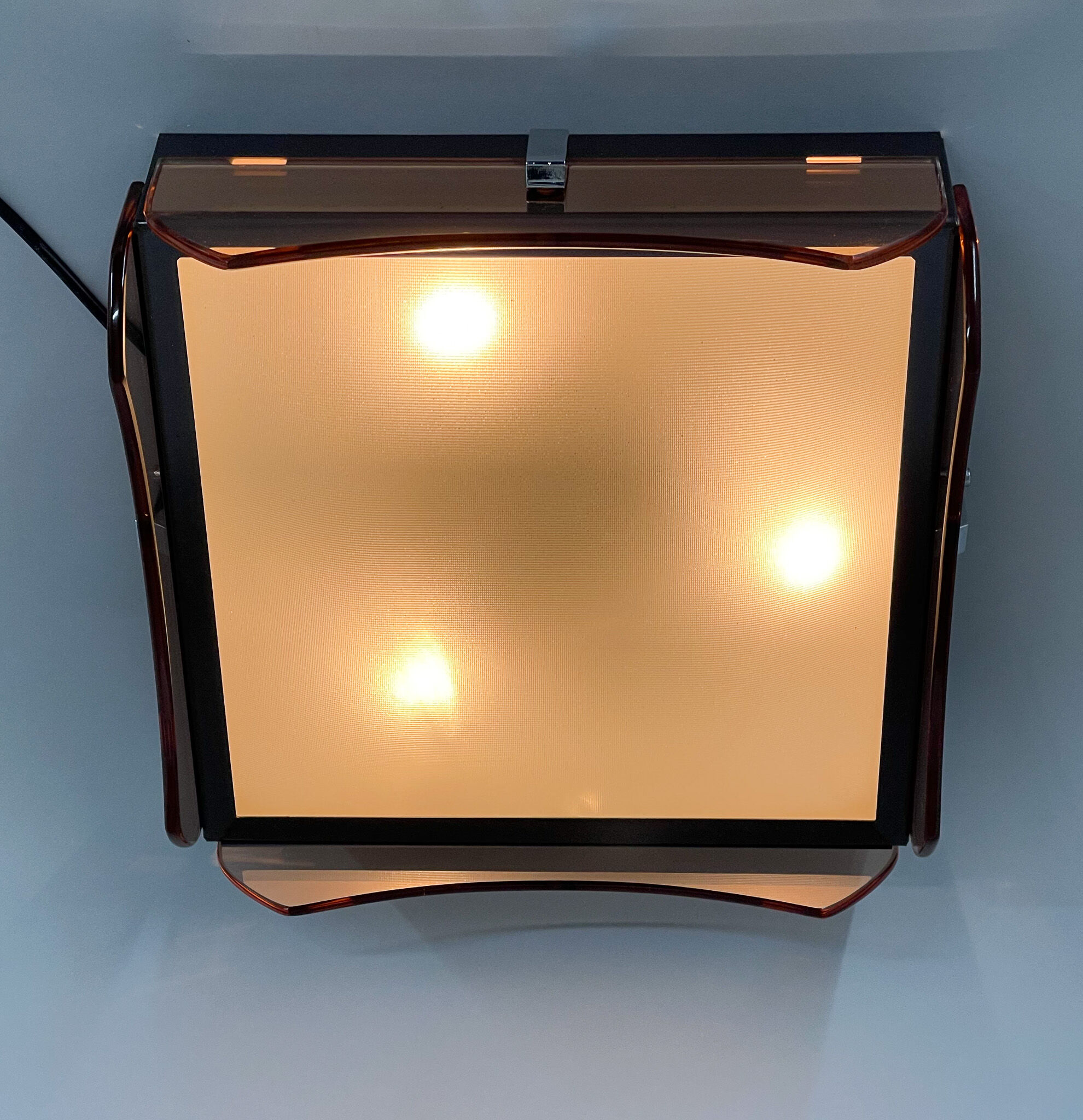 Mid-century Italian Smoked Glass Flush Mount by VECA, Labeled