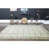 1970s Vintage Turkish Handmade Wool Beige Oversized Area Rug 208x295