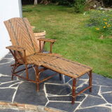 Rattan folding lounge chair