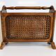 Vintage magazine rack in wood and caning, 50s