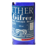 Blue glass bottle of ether