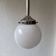 Opaline and chrome-plated metal globe pendant light – 1950s
