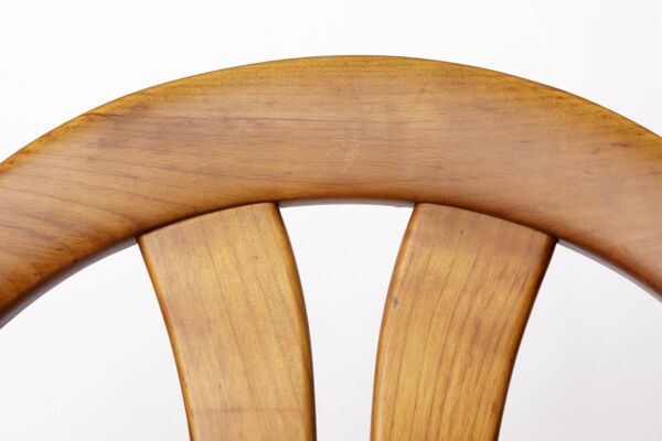 Lot de 4 chaises de salle à manger vintage par Lübke – Allemagne, années 1970 – Merisier et gris