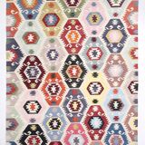 Turkish Geometric Tribal Vintage Kilim Rug, 254x348Cm