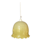 Suspension vintage en opaline jaune rayée