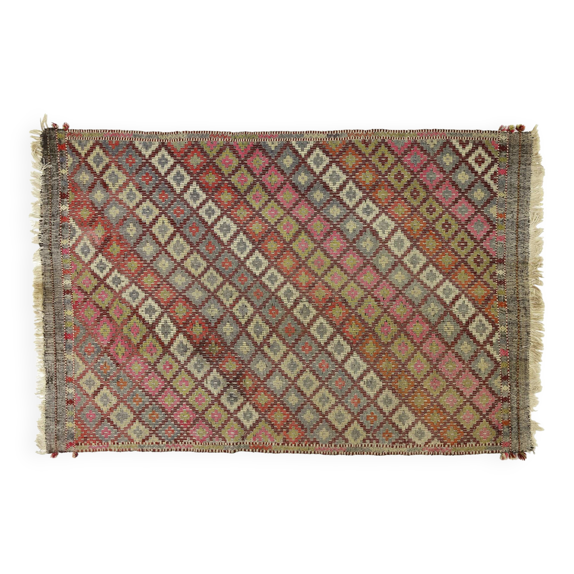 Area kilim rug ,vintage wool turkish handknotted kilim, 230 cmx 146 cm rug