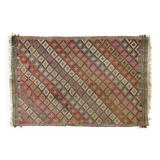 Area kilim rug ,vintage wool turkish handknotted kilim, 230 cmx 146 cm rug